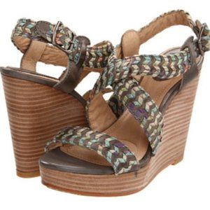 Frye Corrina Whipstitch Ankle Wrap Wedge Sandal